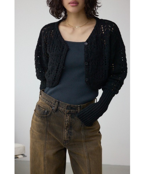 AZUL by moussy(アズールバイマウジー)の「クロシェニットボレロ(カーディガン/ボレロ・レディース・ブラック/ピンク系その他/アイボリー・FREE)」の22枚目の写真
