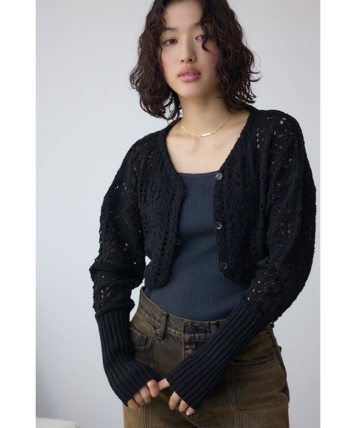 AZUL by moussy(アズールバイマウジー)の「クロシェニットボレロ(カーディガン/ボレロ・レディース・ブラック/ピンク系その他/アイボリー・FREE)」の20枚目の写真