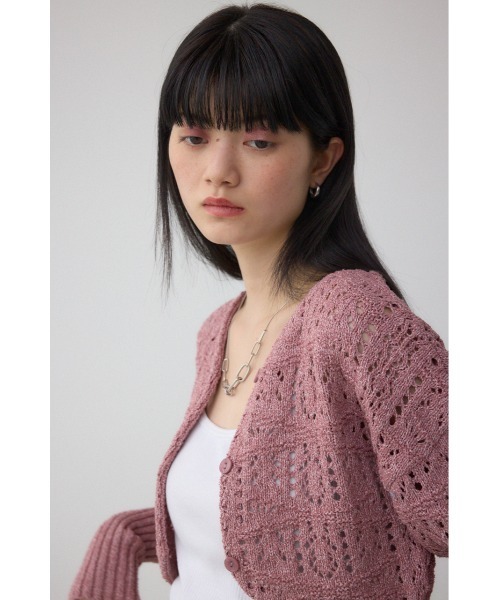 AZUL by moussy(アズールバイマウジー)の「クロシェニットボレロ(カーディガン/ボレロ・レディース・ブラック/ピンク系その他/アイボリー・FREE)」の12枚目の写真