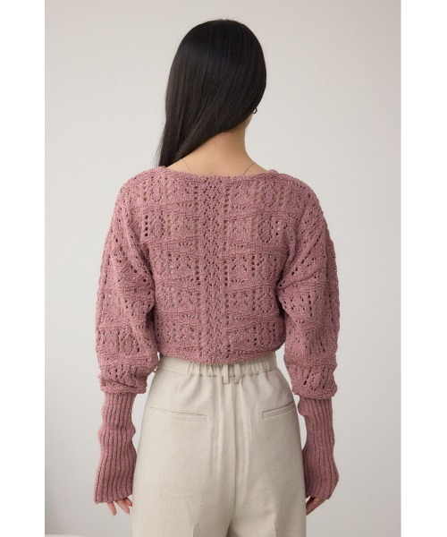 AZUL by moussy(アズールバイマウジー)の「クロシェニットボレロ(カーディガン/ボレロ・レディース・ブラック/ピンク系その他/アイボリー・FREE)」の7枚目の写真