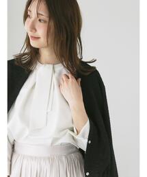 Te chichi TERRASSE | 無地/幾何柄7分袖ボウタイブラウス(シャツ/ブラウス)