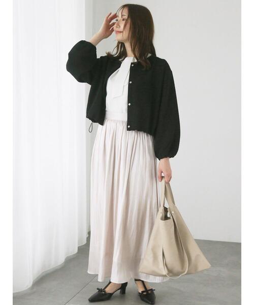 Te chichi TERRASSE（テチチテラス）の「無地/幾何柄7分袖ボウタイブラウス（シャツ/ブラウス・レディース・ブラック/オフホワイト/モカ・F）」の4枚目の写真