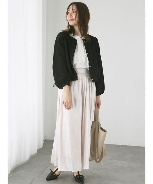 Te chichi TERRASSE（テチチテラス）の「無地/幾何柄7分袖ボウタイブラウス（シャツ/ブラウス・レディース・ブラック/オフホワイト/モカ・F）」の5枚目の写真