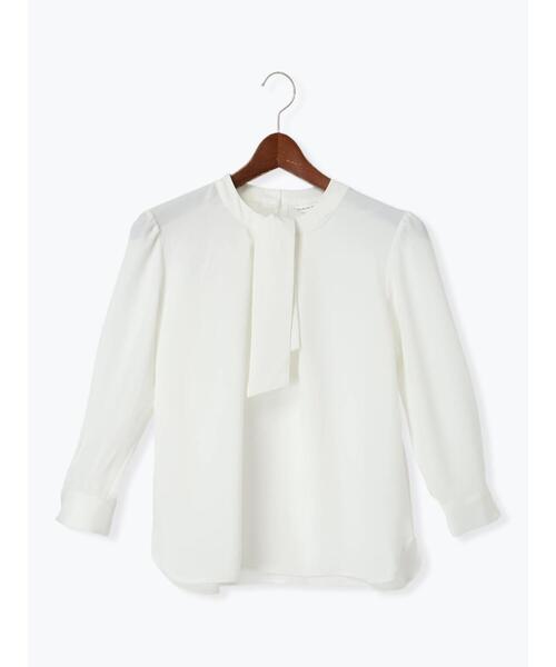 Te chichi TERRASSE（テチチテラス）の「無地/幾何柄7分袖ボウタイブラウス（シャツ/ブラウス・レディース・ブラック/オフホワイト/モカ・F）」の11枚目の写真