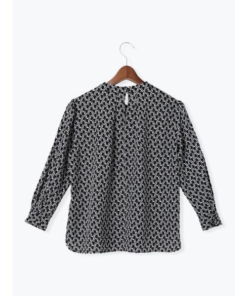 Te chichi TERRASSE（テチチテラス）の「無地/幾何柄7分袖ボウタイブラウス（シャツ/ブラウス・レディース・ブラック/オフホワイト/モカ・F）」の13枚目の写真