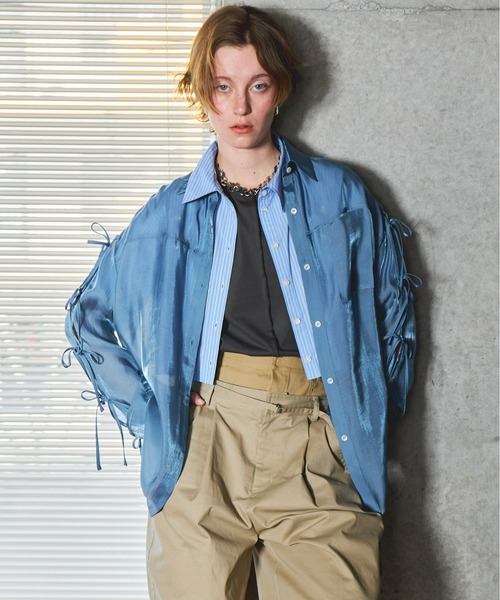 最終値下げ！メゾンスペシャル　 オーバーシアーリボンシャツ Oversize Shear Ribbon Shirt/オーバーシアーリボンシャツ