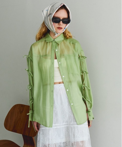 最終値下げ！メゾンスペシャル　 オーバーシアーリボンシャツ Oversize Shear Ribbon Shirt/オーバーシアーリボンシャツ