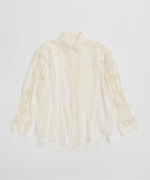 ブラウス シャツ Oversize Shear Ribbon Shirt/オーバーシアーリボンシャツ「MAISON SPECIAL/メゾンスペシャル」 Oversize Shear Ribbon Shirt/オーバーシアーリボンシャツ