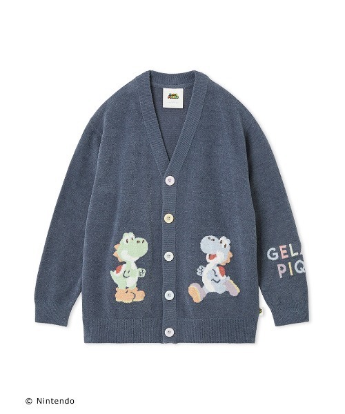 gelato pique（ジェラートピケ）の「【スーパーマリオ】【ユニセックス】キノピオ＆ヨッシージャガードカーディガン（ルームウェア/パジャマ・レディース・クリーム/ネイビー・S-M/M-L）」の3枚目の写真