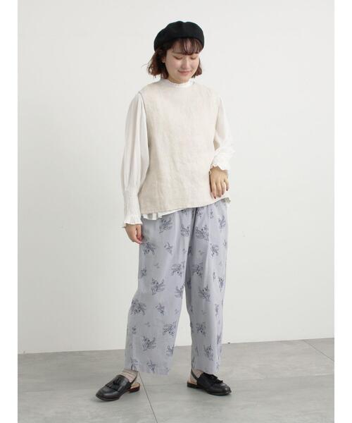 ツハルバイサマンサモスモス TSUHARUbysm2 綿テーパードパンツ セール】綿麻平織総柄刺繍パンツ（その他パンツ）｜TSUHARU by