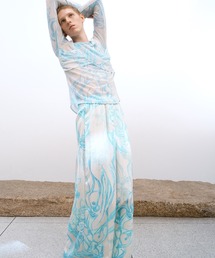 Mineral Print Shinny Trousers / navy | BOTTOMS,PANTS