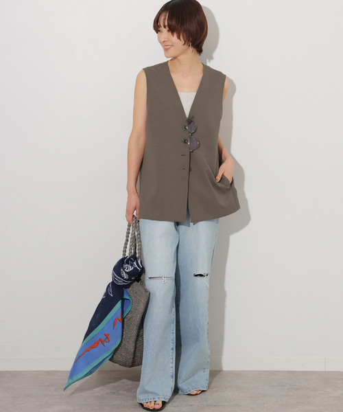 JOURNAL STANDARD relume（ジャーナルスタンダード　レリューム）の「トロピカルストレッチVネックベスト（ベスト・レディース・カーキ/チャコールグレー・FREE）」の11枚目の写真