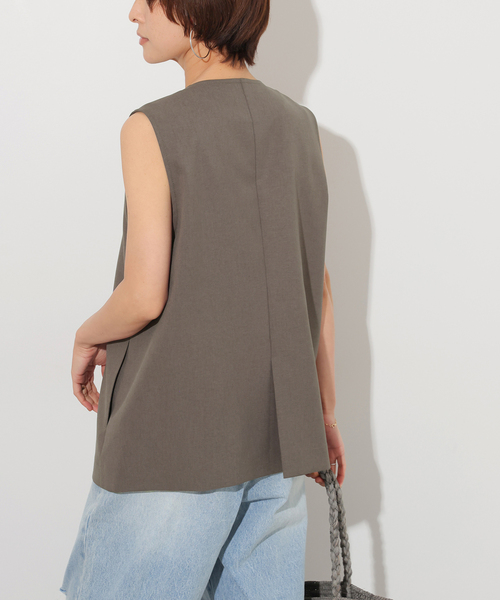 JOURNAL STANDARD relume（ジャーナルスタンダード　レリューム）の「トロピカルストレッチVネックベスト（ベスト・レディース・カーキ/チャコールグレー・FREE）」の18枚目の写真