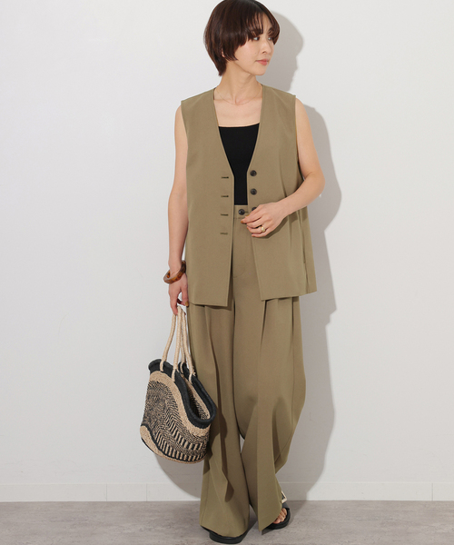 JOURNAL STANDARD relume（ジャーナルスタンダード　レリューム）の「トロピカルストレッチVネックベスト（ベスト・レディース・カーキ/チャコールグレー・FREE）」の19枚目の写真
