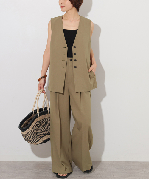 JOURNAL STANDARD relume（ジャーナルスタンダード　レリューム）の「トロピカルストレッチVネックベスト（ベスト・レディース・カーキ/チャコールグレー・FREE）」の21枚目の写真