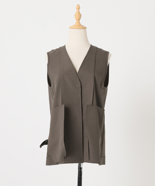 JOURNAL STANDARD relume（ジャーナルスタンダード　レリューム）の「トロピカルストレッチVネックベスト（ベスト・レディース・カーキ/チャコールグレー・FREE）」の4枚目の写真
