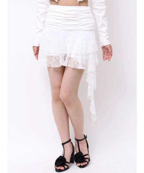 EATME（イートミー）の「レースアシンメトリースカート（スカート・レディース・オフホワイト/ブラック・MEDIUM/SMALL）」の6枚目の写真