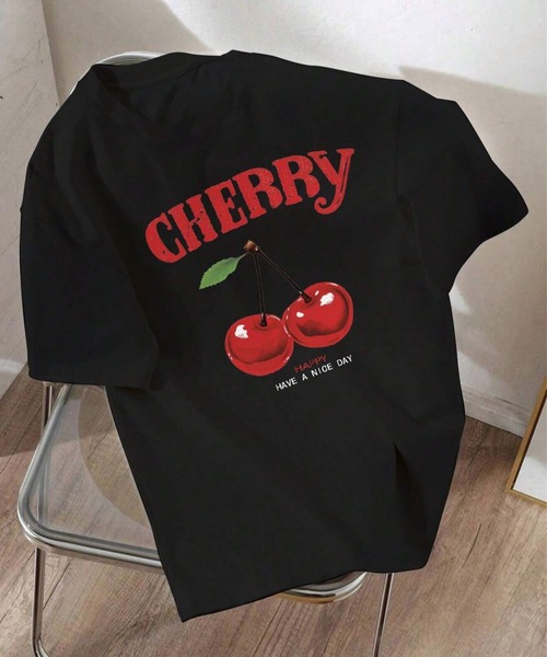deux amour(ドゥーザムール)の「チェリープリントTシャツ(Tシャツ/カットソー・レディース・ホワイト/ブラック・FREE)」の6枚目の写真