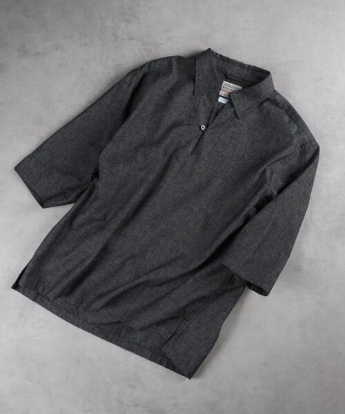 BACK NUMBER(バックナンバー)の「BACK NUMBER(バックナンバー)【メンズ】「COOL MAX」麻混スキッパー七分シャツ(シャツ/ブラウス・メンズ・ブラック/ベージュ/その他3/その他1・S/M/L/XL)」の6枚目の写真