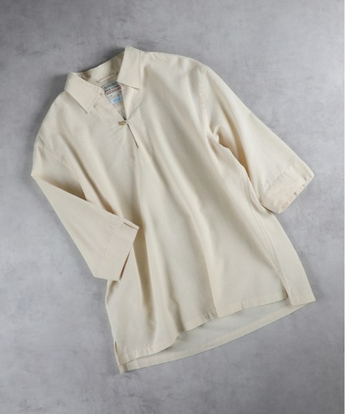 BACK NUMBER（バックナンバー）の「【BACK NUMBER】ＣＯＯＬＭＡＸ麻混スキッパー（シャツ/ブラウス・メンズ・ブラック/ベージュ/その他3/その他1・S/M/L/XL）」の2枚目の写真