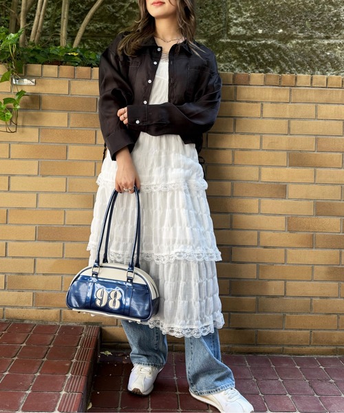 DOUBLE NAME（ダブルネーム）の「ダブルポケットショートシアーシャツ（シャツ/ブラウス・レディース・ブラック/ブルー/シルバー・FREE）」の5枚目の写真