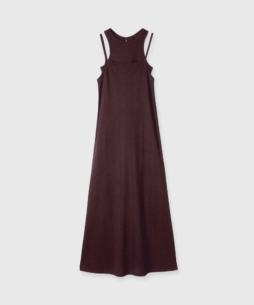 CREDONA(クレドナ)の「SLAB RIB TANK SET DRESS/スラブリブタンクセットドレス(ワンピース・レディース・ブラック/バーガンディー・FREE)」の2枚目の写真