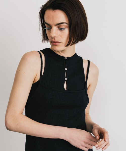 CREDONA(クレドナ)の「SLAB RIB TANK SET DRESS/スラブリブタンクセットドレス(ワンピース・レディース・ブラック/バーガンディー・FREE)」の6枚目の写真