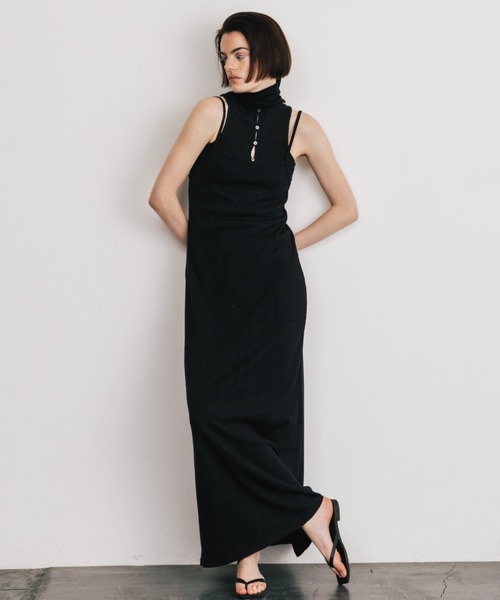 CREDONA(クレドナ)の「SLAB RIB TANK SET DRESS/スラブリブタンクセットドレス(ワンピース・レディース・ブラック/バーガンディー・FREE)」の11枚目の写真