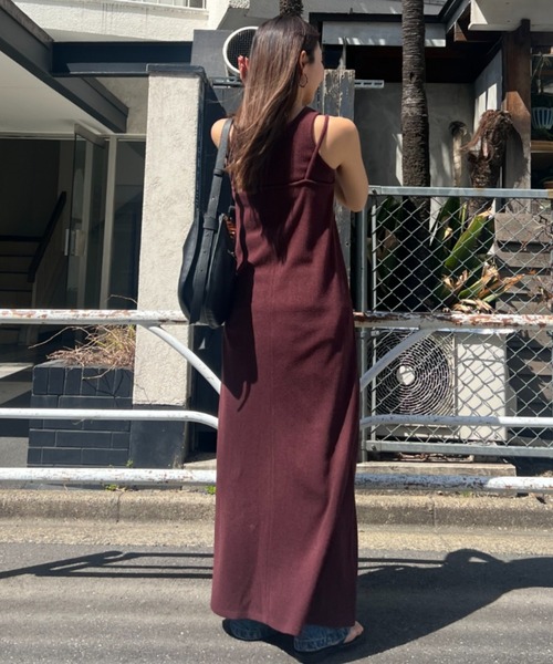 CREDONA(クレドナ)の「SLAB RIB TANK SET DRESS/スラブリブタンクセットドレス(ワンピース・レディース・ブラック/バーガンディー・FREE)」の16枚目の写真