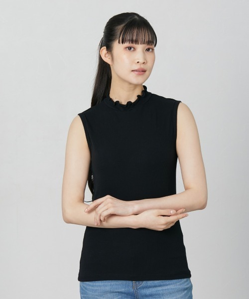 nissen(ニッセン)の「【販売終了】リブハイネックノースリーブインナー(タンクトップ・レディース・グレイッシュベージュ/ブラック・LL/3L/S/M/L)」の3枚目の写真