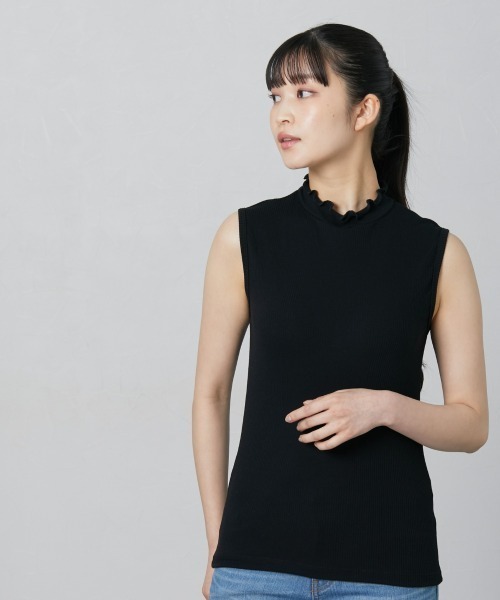 nissen(ニッセン)の「【販売終了】リブハイネックノースリーブインナー(タンクトップ・レディース・グレイッシュベージュ/ブラック・LL/3L/S/M/L)」の5枚目の写真