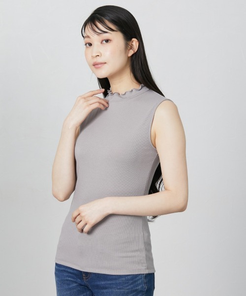 nissen(ニッセン)の「【販売終了】リブハイネックノースリーブインナー(タンクトップ・レディース・グレイッシュベージュ/ブラック・LL/3L/S/M/L)」の9枚目の写真