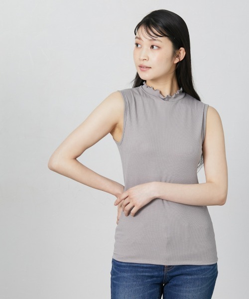 nissen(ニッセン)の「【販売終了】リブハイネックノースリーブインナー(タンクトップ・レディース・グレイッシュベージュ/ブラック・LL/3L/S/M/L)」の10枚目の写真