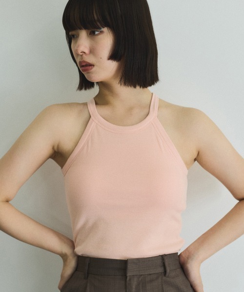 VICKY（ビッキー）の「カップツキホルターネックタンクトップ≪手洗い可能≫（タンクトップ・レディース・ピンク/オフホワイト/ブラック・M）」の6枚目の写真