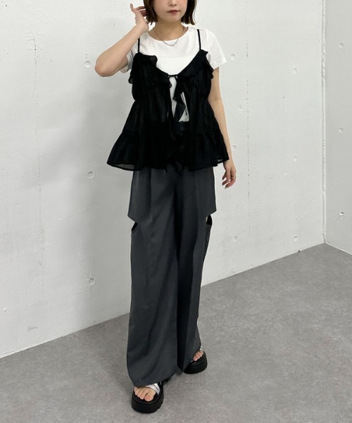 archives(アルシーヴ)の「ベルト付サイドカットスラックス(スラックス・レディース・チャコールグレー/アイボリー/ブラック・MEDIUM)」の9枚目の写真