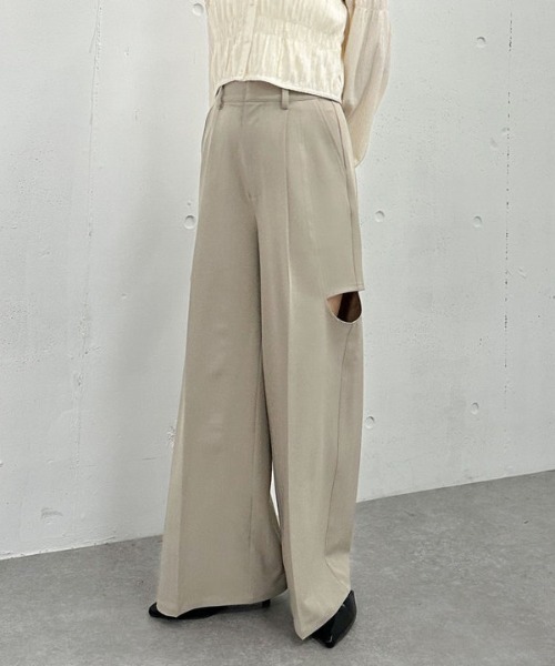 archives(アルシーヴ)の「ベルト付サイドカットスラックス(スラックス・レディース・チャコールグレー/アイボリー/ブラック・MEDIUM)」の13枚目の写真