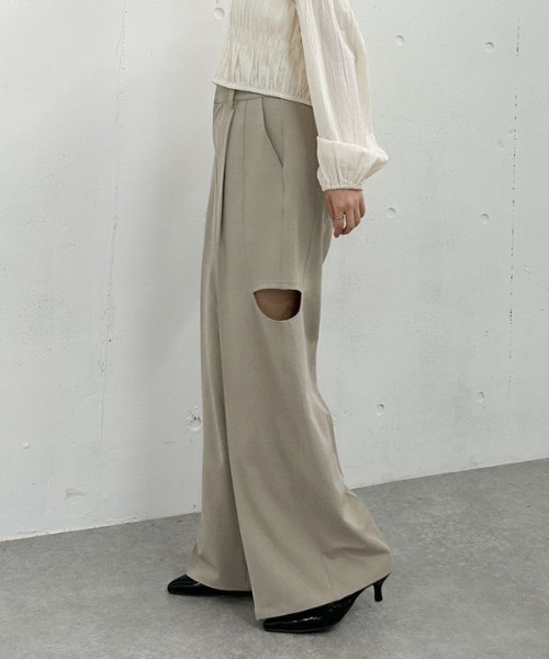 archives(アルシーヴ)の「ベルト付サイドカットスラックス(スラックス・レディース・チャコールグレー/アイボリー/ブラック・MEDIUM)」の14枚目の写真