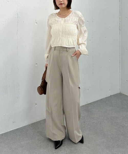 archives(アルシーヴ)の「ベルト付サイドカットスラックス(スラックス・レディース・チャコールグレー/アイボリー/ブラック・MEDIUM)」の17枚目の写真