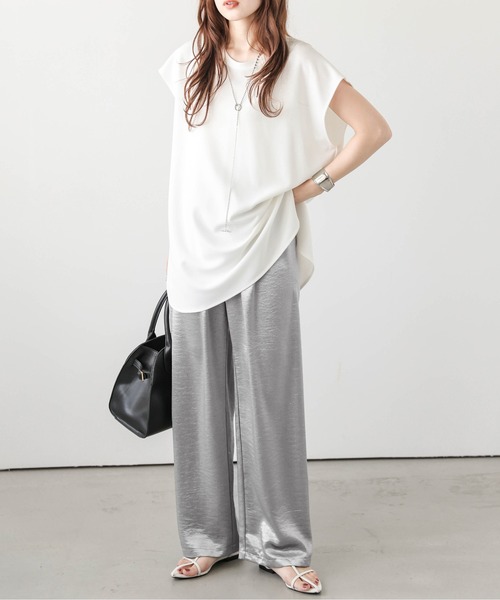 La-gemme（ラジェム）の「サテンイージーパンツ（その他パンツ・レディース・グレー/オフホワイト/シルバー/ゴールド・M/L）」の3枚目の写真
