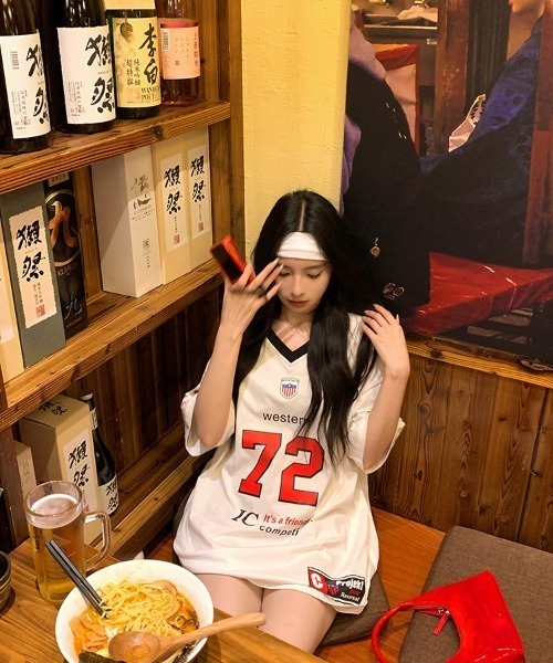 ナンバリング ユニフォーム 韓国 ストリート y2k 古着風 半袖 Tシャツ