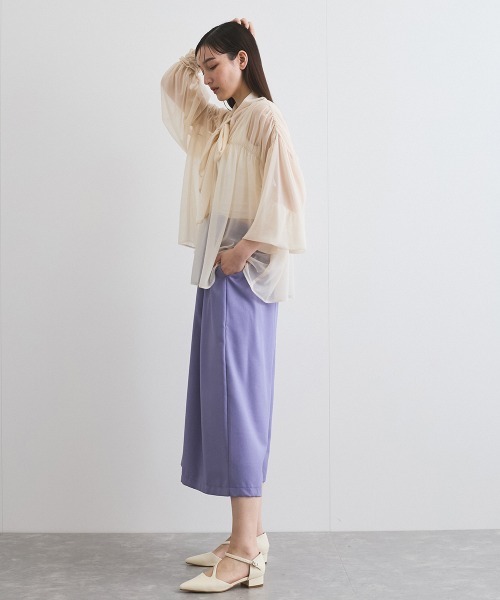 ketty(ケティ)の「シアーボウタイギャザーブラウス≪手洗い可能≫(シャツ/ブラウス・レディース・レッド/オフホワイト・M)」の14枚目の写真