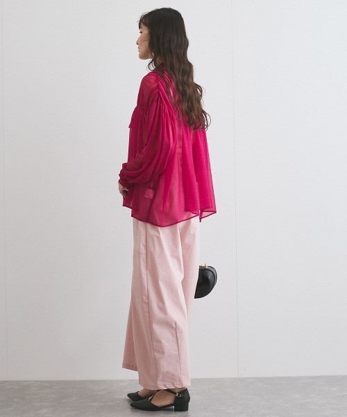 ketty(ケティ)の「シアーボウタイギャザーブラウス≪手洗い可能≫(シャツ/ブラウス・レディース・レッド/オフホワイト・M)」の22枚目の写真