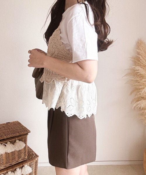 merrylatte(メリーラテ)の「かぎ編みレースビスチェ&Tシャツセット(その他トップス・レディース・アイボリー・FREE)」の13枚目の写真