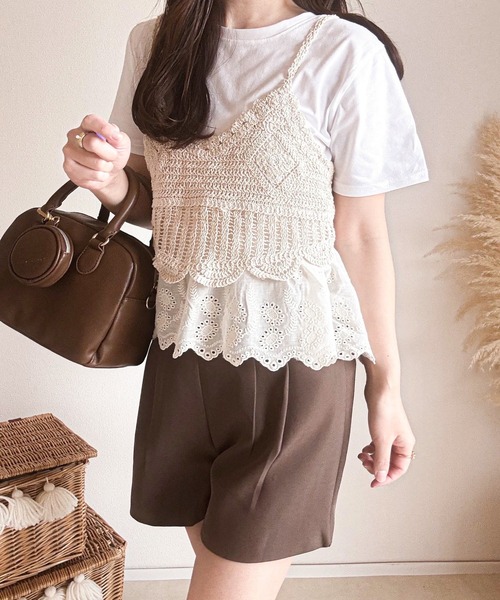 merrylatte(メリーラテ)の「かぎ編みレースビスチェ&Tシャツセット(その他トップス・レディース・アイボリー・FREE)」の14枚目の写真