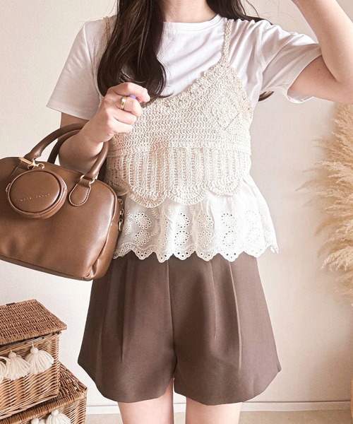 merrylatte(メリーラテ)の「かぎ編みレースビスチェ&Tシャツセット(その他トップス・レディース・アイボリー・FREE)」の15枚目の写真