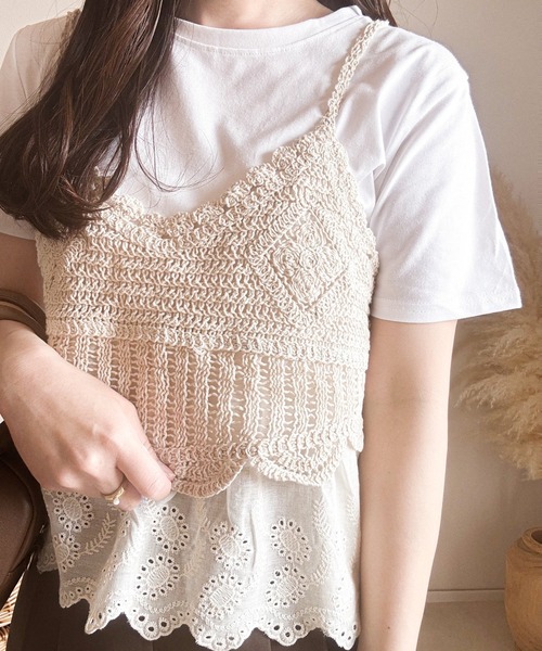merrylatte(メリーラテ)の「かぎ編みレースビスチェ&Tシャツセット(その他トップス・レディース・アイボリー・FREE)」の16枚目の写真