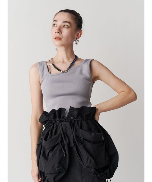 UN3D.（アンスリード）の「PAD IN SLANT RIB TANK / パッドインスラントリブタンク（タンクトップ・レディース・カーキ/グレー/ブラック・38/36）」の5枚目の写真