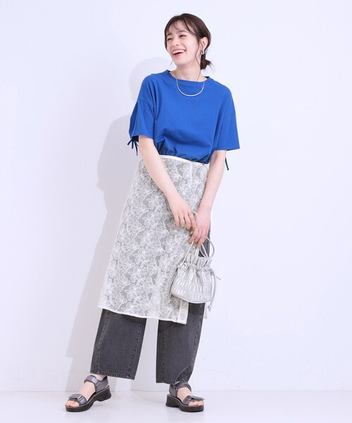 SHOO・LA・RUE(シューラルー)の「【洗える】チュール刺繍ラップスカート(スカート・レディース・アイボリー/ブラック・00)」の6枚目の写真