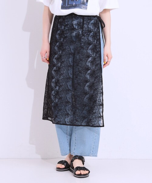 SHOO・LA・RUE(シューラルー)の「【洗える】チュール刺繍ラップスカート(スカート・レディース・アイボリー/ブラック・00)」の8枚目の写真