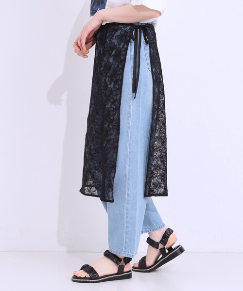 SHOO・LA・RUE(シューラルー)の「【洗える】チュール刺繍ラップスカート(スカート・レディース・アイボリー/ブラック・00)」の9枚目の写真